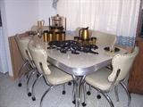 Cracked Ice Dinette w/ Leaf & 6 Chairs, Black Panther Statue, Black Panther Lamp, Ice Bucket, Coffee Urn, Carafe