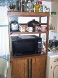 Utility Hutch, Microwave, Electric Wok, Toaster, Asst. Kitchen Items
