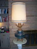 Marble Top Occassional Table, Large Retro Blue Lamp