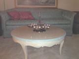 Round French Provincial Coffee Table and Damask sofa