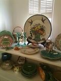Majolica and other colorful decorative items