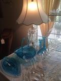 Colorful glassware; crystal lamp