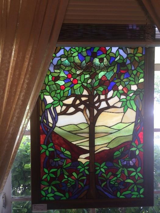 Brilliantly colored stain glass panel