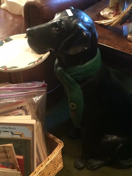 Sitting lab waiting to serve Christmas cookies