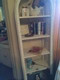 White wicker shelf unit