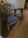 Single painted chair; luggage rack