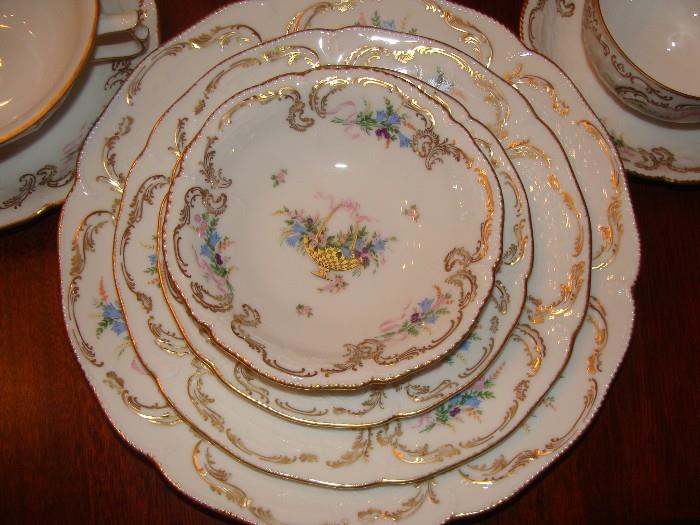 Gorgeous China one of the most beautiful sets I have ever seen!!! Service for 12  Pattern: Rokoko by Rosenthal - Continental [R ROK]
Description: Sanssouci, Yellow Flower Basket, Ribbons