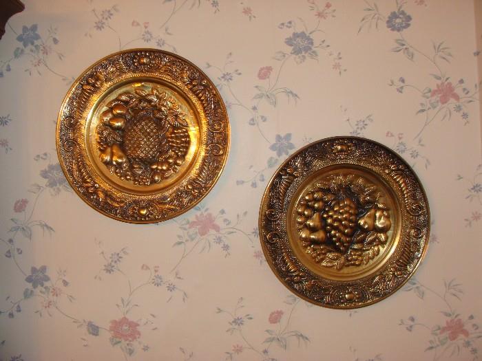 Large Brass Ornate Hanging Plates