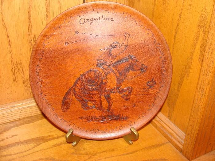 Carved Argentine wooden plate