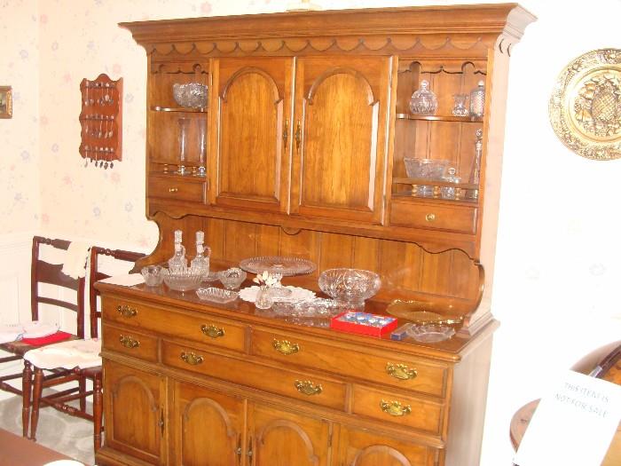 Beautiful China Hutch with glassware and crystal
