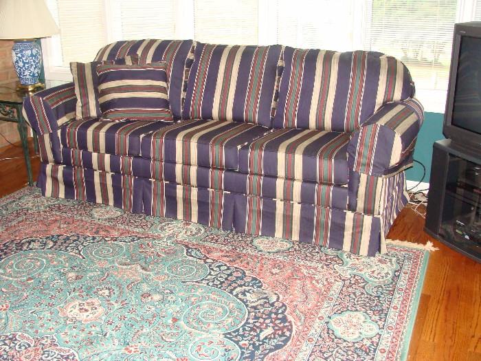 lovely Striped Sofa and Matching Loveseat