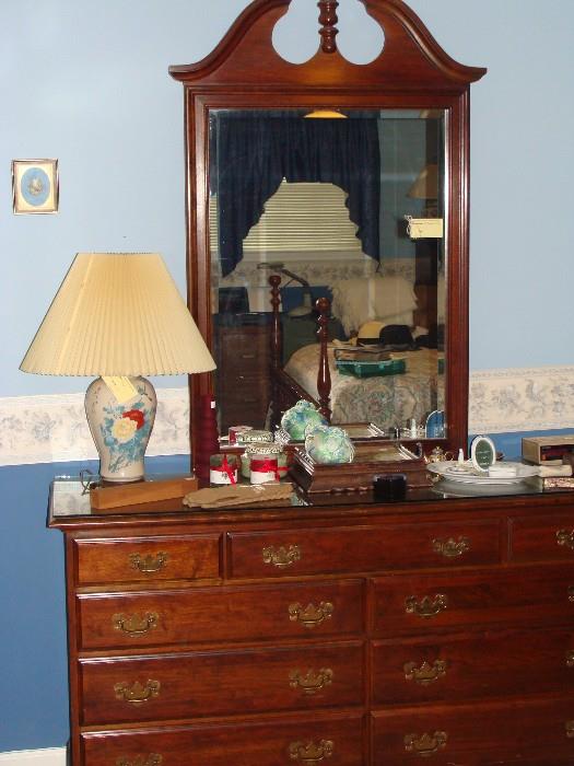 Vintage Bedroom Set with matching Mirrored Dresser, Chest, and Bed