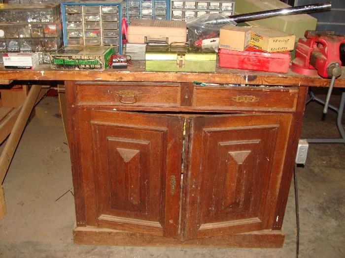 Cabinet used as part of Wood Shop with plenty of storage space and nice top for working