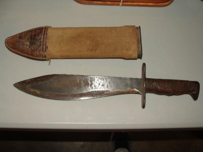 WWI Knife with Sheath dated 1917