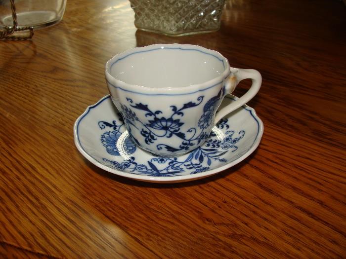 Blue Danube Cups and Saucers: 10 Cups @ 2 1/2", 5 Cups @ 3" and 6 Saucers