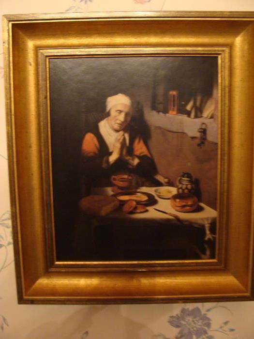 Peasant Woman in Prayer over her food 12 1/2 x 15 1/2
