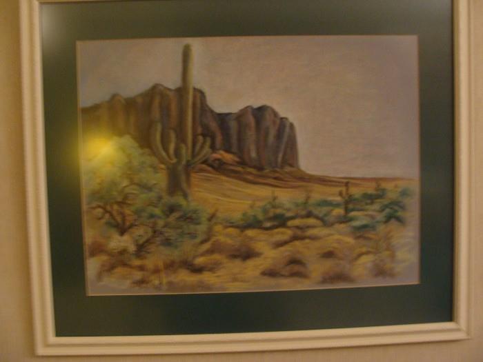 Desert Painting signed by Julia '96 measures 33 x 28