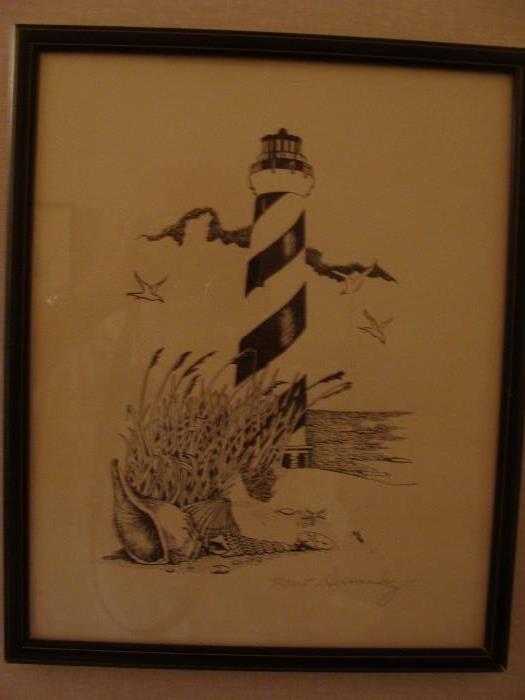 Drawing of Lighthouse by Marie Hernandez measures 13 x 10 1/4