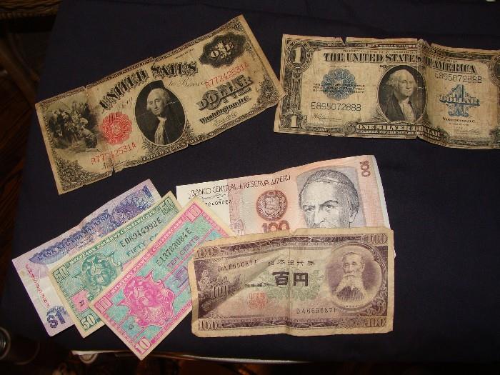 US Paper Money plus Foreign Paper WWII era