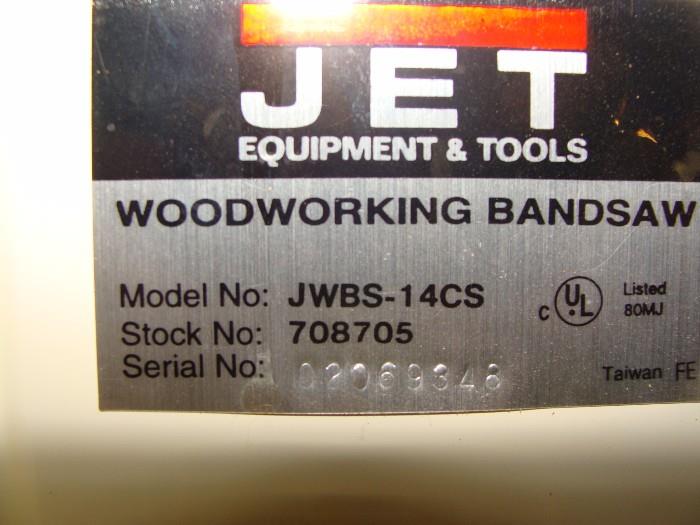 JET Woodworking Bandsaw, Model JWBS-14CS