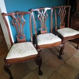 Three 19th-century Chippendale-style side chairs