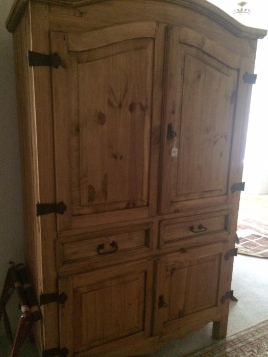 Four door/2 drawer pine armoire