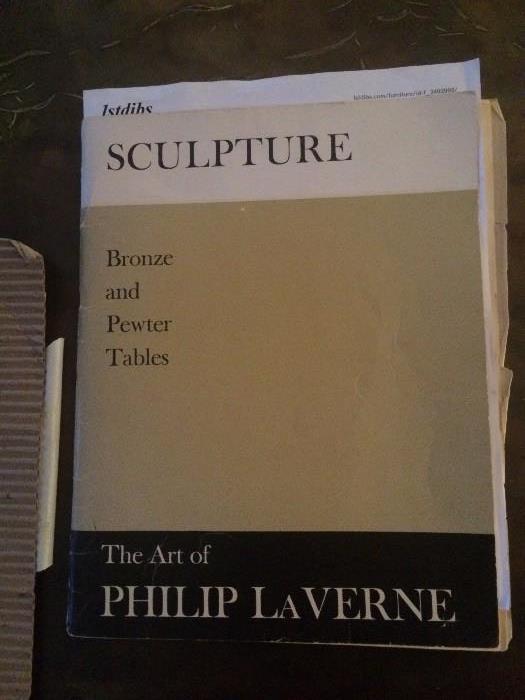 Paperwork for the Bronze & pewter coffee table by Philip LaVerne “Creation of Man”