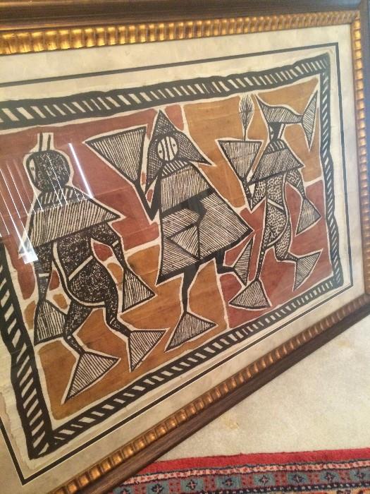 Consigned African art; some is by Agnese Udinotti (google Udinotti Gallery of Scottsdale) & framed tapestries.