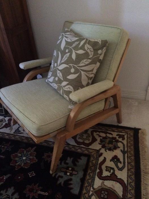 Mid-Century Modern chair with pale green upholstery