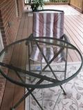 Round folding table and chair - Rugs in photo NOT FOR SALE