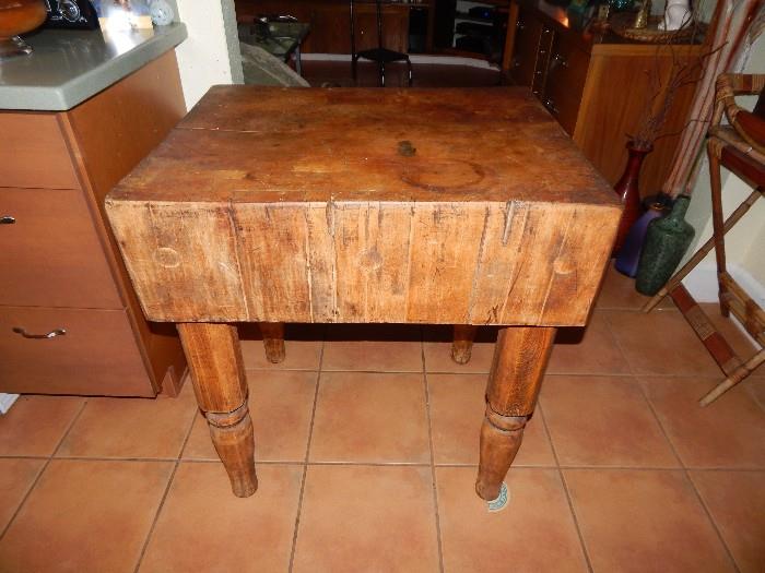 Antique butcherblock table