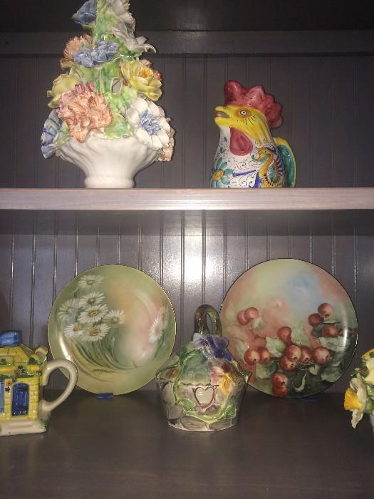 Italian porcelains/pottery; hand painted plates