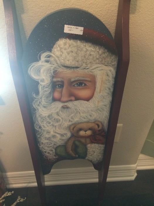 Hand painted Santa sled