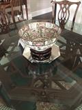 Exceptional octagon glass top dining table with beautiful base