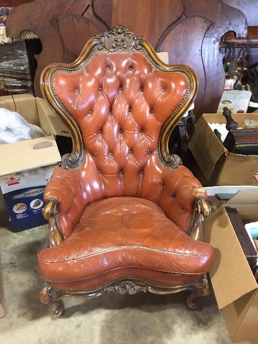 Unique Antique Tufted Leather Chair