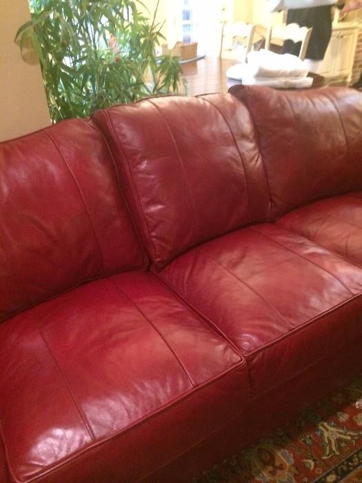 Good-looking red leather sofa