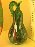 Green art glass pear 