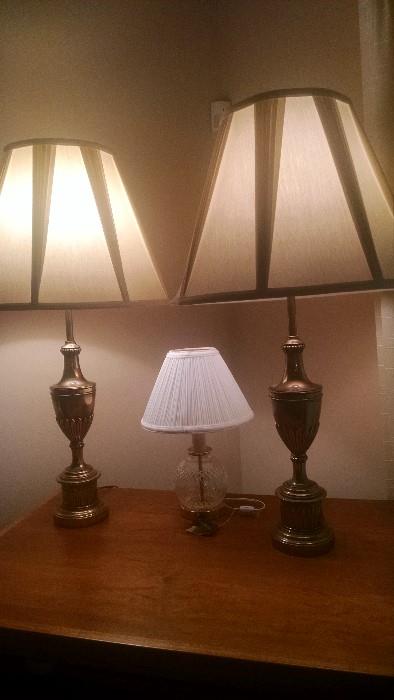 Pair of Stiffel lamps, Remington crystal lamp