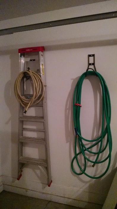 Aluminum ladder, hose