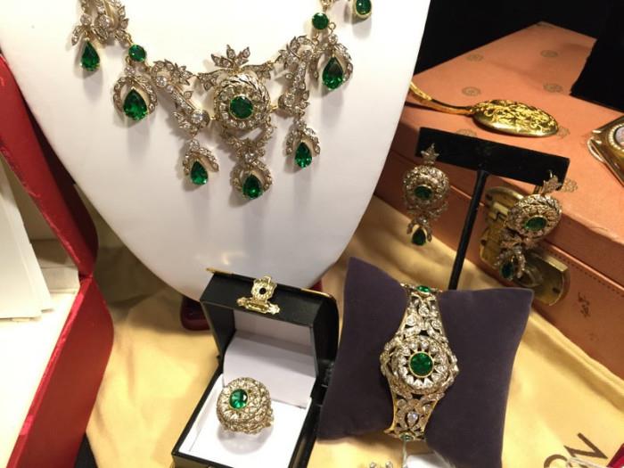 Russian Imperial Quality Gold, Platinum, & Diamond Jewelry Set