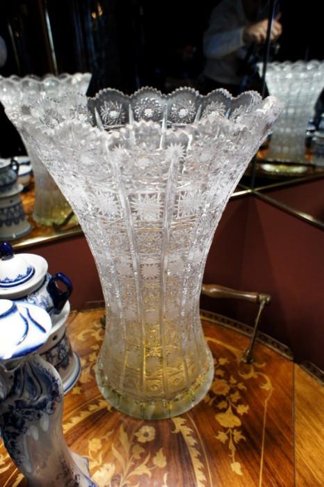 Large Bohemian Cut Crystal Vase
