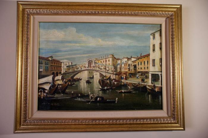 Venetian Scene Oil on Canvas Colli