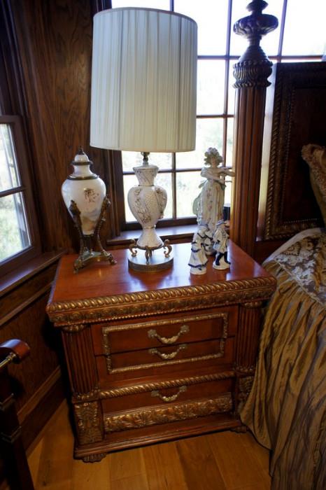 Italian Carved Wood Bed Side Tables