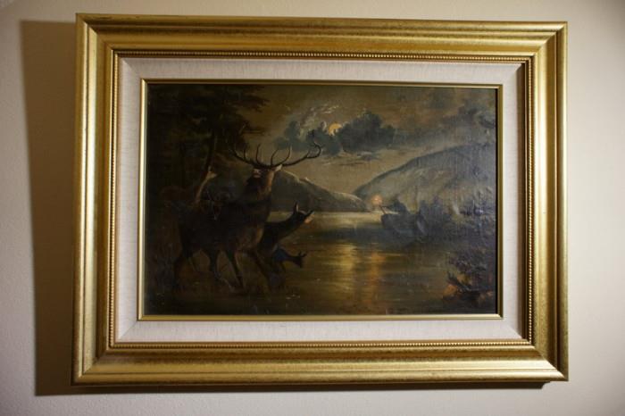 Oil on Canvas Hunting Scene