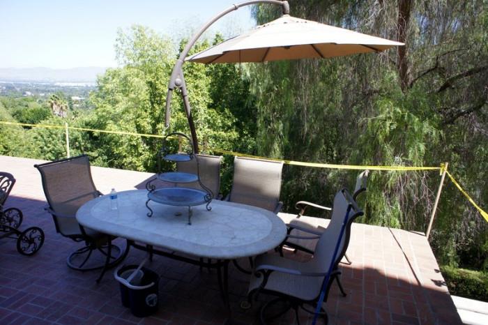 Patio Table with Chairs & Large Umbrella