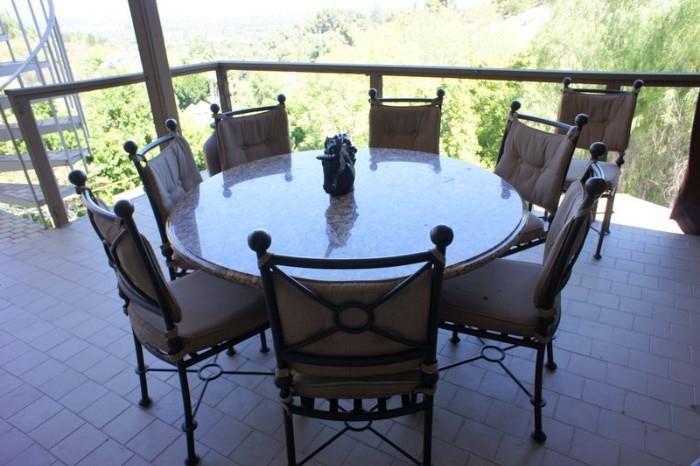 Marble Top & Aluminum Outdoor Table with 8 Chairs