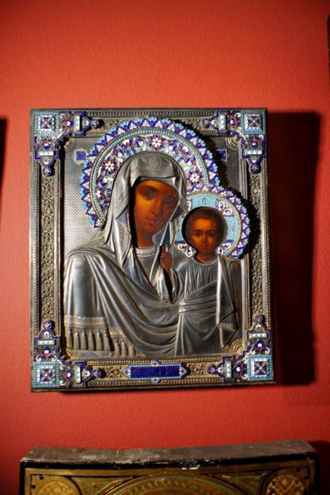 Silver Oklad Russian Icon Madonna & Child Marked 1891