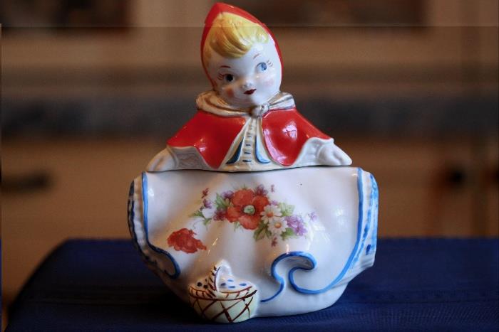 Antique Little Red Riding Hood Cracker Jar made by Hull