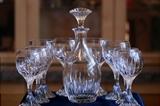 Baccarat  'Massena' round whiskey crystal decanter with eight 'Massena' glasses