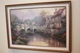 Thomas Kinkade "Cobblestone Brooke" - measures 24" by 36" - SIGNED ON BACK BY THOMAS KINKADE - standard issue S/N (#3843 of 4950) - comes with COA and paperwork